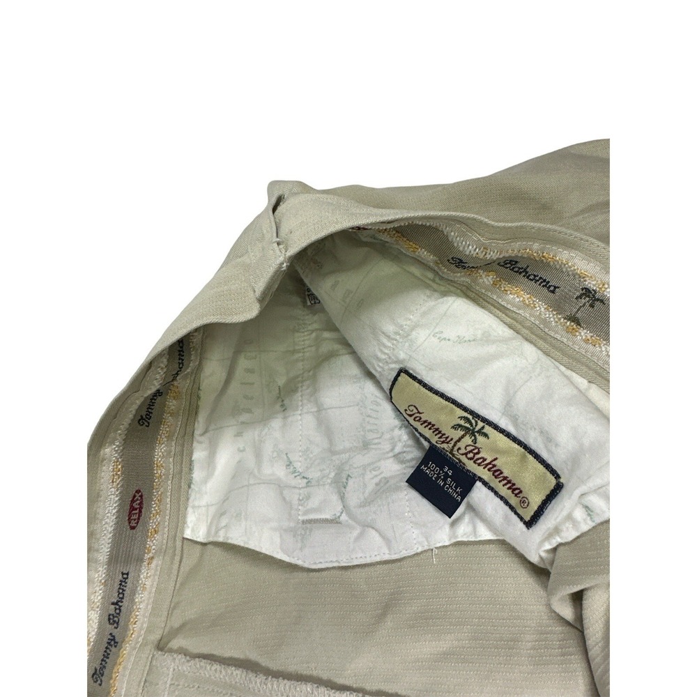 Tommy Bahama Men's 100% Silk Beige Pleated Shorts Size 34 Machine Washable*STAIN - Picture 5 of 13